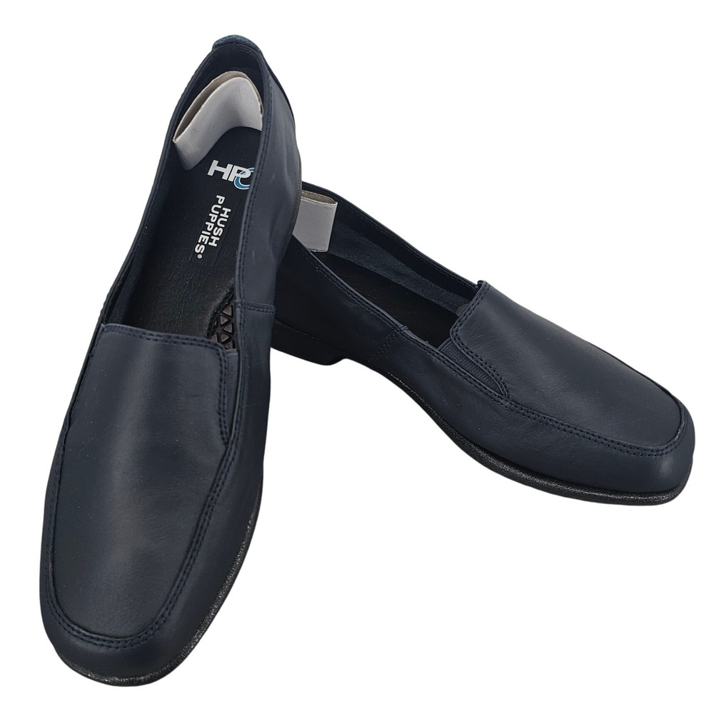 Hush Puppies Heaven Navy Leather Loafers Womens 9.5 EW H55537 Slip‎ On Shoes